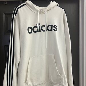 Adidas White Athletic Sweater with Ribbed Cuffs